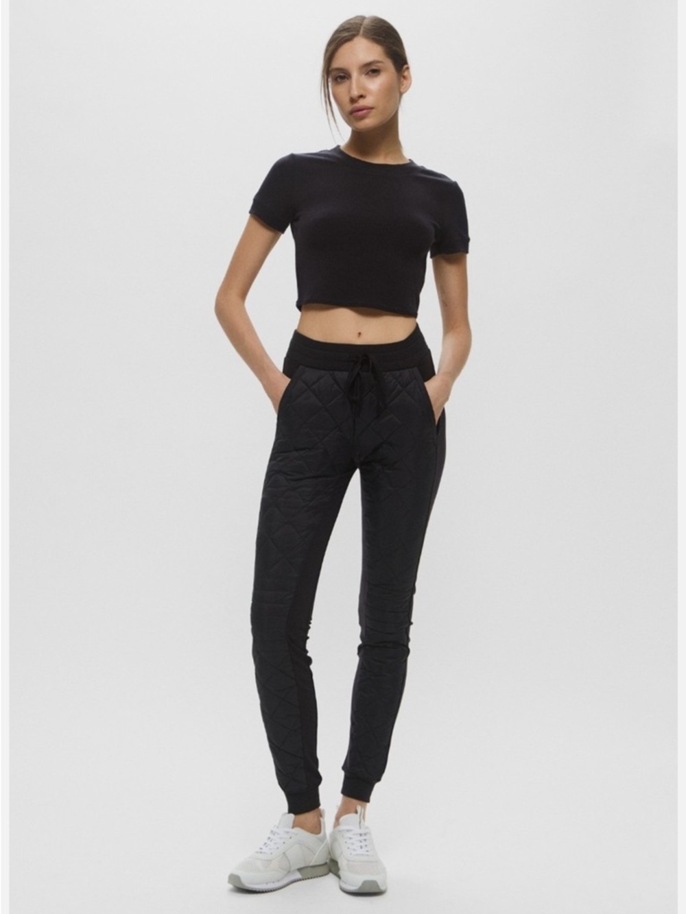 Alo Yoga High-Waist Moto Puffer Pant Womens Black Quilted Joggers - Small